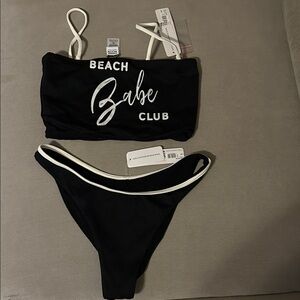 Bananamoon Black Bikini Banana Moon Teens Beach Babe Club L bottom M top NWT